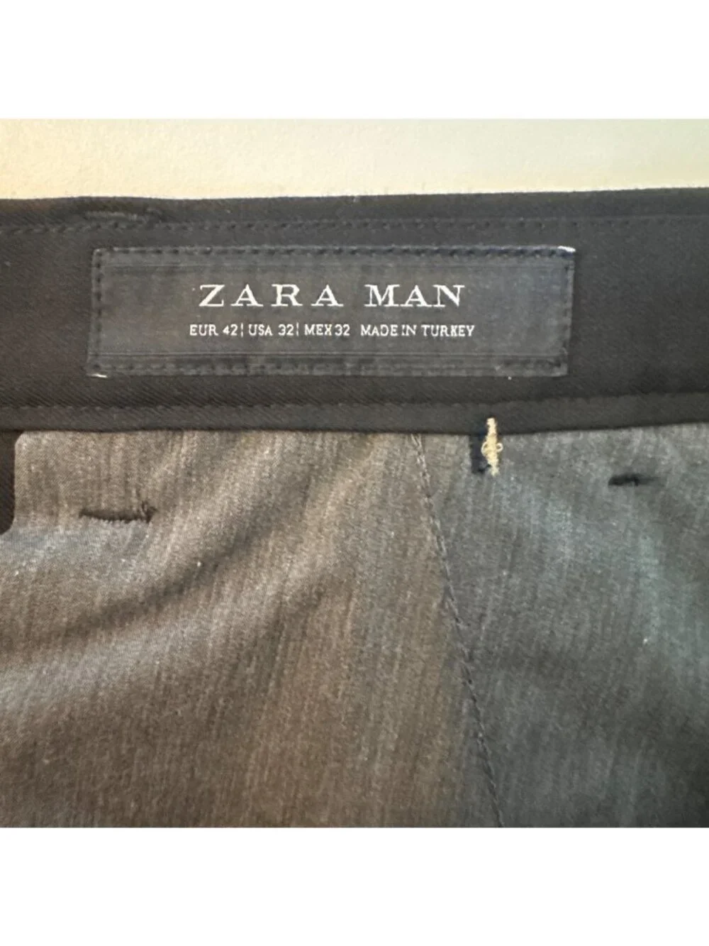 Zara Man Slim-Fit Black Dress Pants Size 32 Mens Trousers Made In Turkey